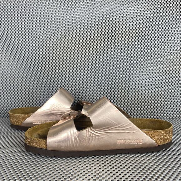 Birkenstock Arizona Sandals 37 L6 M4 Metallic Copper Buckle Made In Germany - Picture 5 of 15
